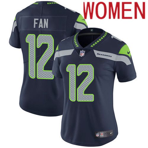 Women Seattle Seahawks 12th Fan Nike Navy Vapor Limited NFL Jersey->women nfl jersey->Women Jersey